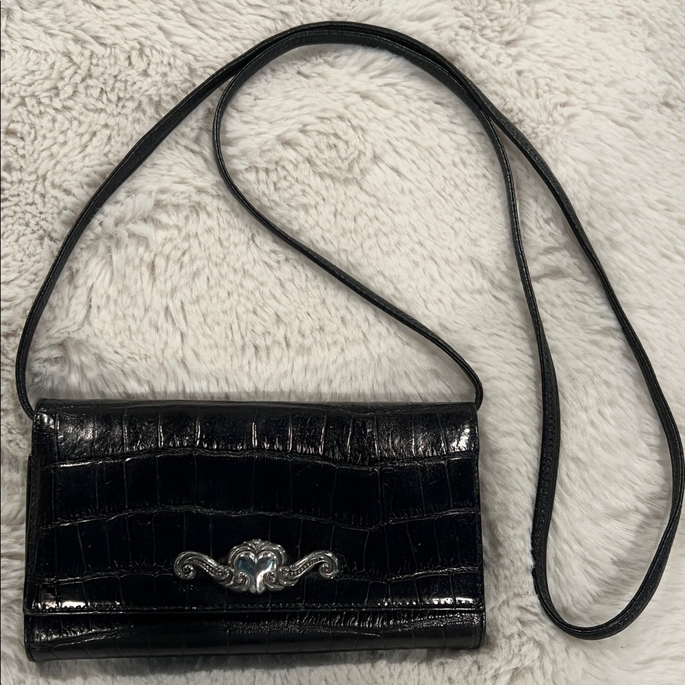 Brighton Black Crocodile Pattern crossbody Bag